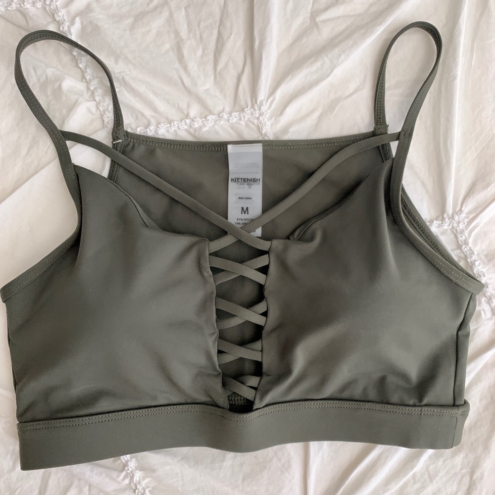 Kittenish Olive Sports Bra